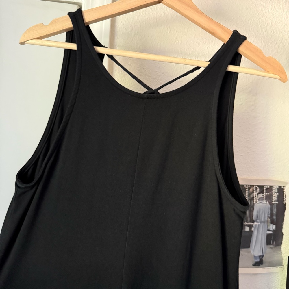BACK BEAT RAGS black organic cotton sleeveless wide leg cropped jumpsuit - Picture 4 of 7